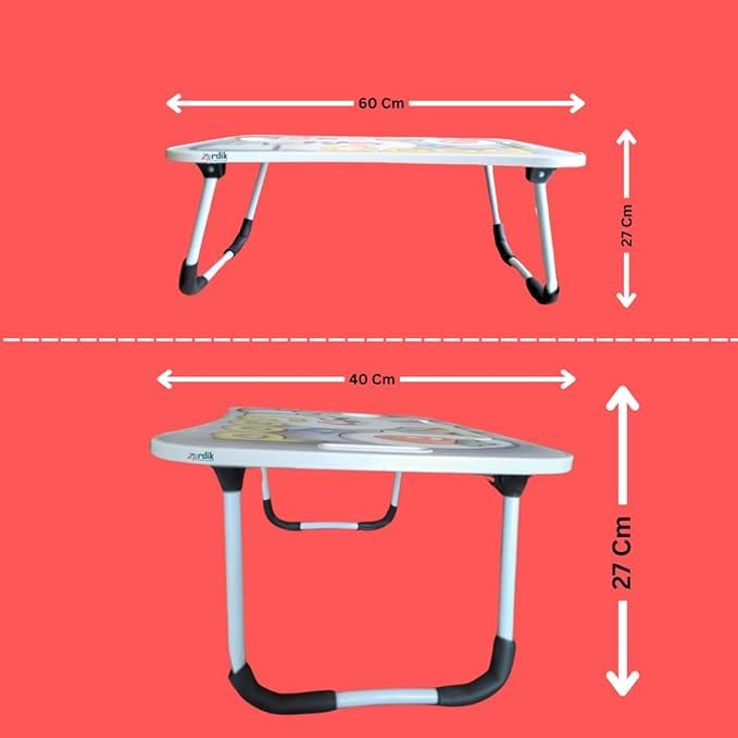 Strawberry Bear Folding Table, Portable Kids Desk for Bed and Floor, Multi-Use with Cup Holder and Tablet Slot, Perfect for Homework, Drawing, Eating - Image 3