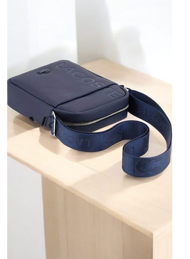 Lacoste cross- body  Bag Blue – Stylish & Functional Organizer with Front Free Pocket, Back Zipper Pocket, and Spacious Main Compartment - Image 3