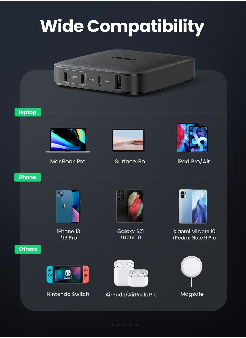 Ugreen - PD 100W USB C Wall Charger 4-Port  Fast  Power Adapter Compatible for Macbook Pro Air New iPad 9 iPad Mini 6 iPhone 13 Pro iPad Pro 2021 Galaxy S21 etc - Image 1
