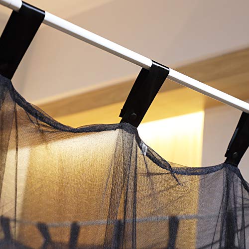Mengersi Simple 4 Corner Post Canopy Bed Curtains Quick Easy Installation with Buttons,Black Decor for Dedroom (Queen, Black) - Image 5