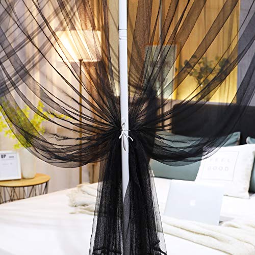 Mengersi Simple 4 Corner Post Canopy Bed Curtains Quick Easy Installation with Buttons,Black Decor for Dedroom (Queen, Black) - Image 4