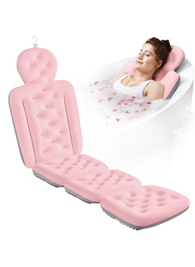 VOXOR Full Body Bath Pillow for Bathtub, Thick Bathtub Cushion with Laundry Bag, Luxury Tub Pillow for Bath for Headrest Neck and Back Support Pink 60" x 16" - Image 1