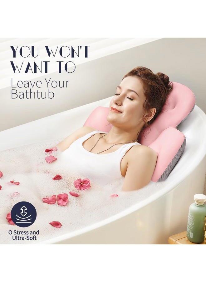 VOXOR Full Body Bath Pillow for Bathtub, Thick Bathtub Cushion with Laundry Bag, Luxury Tub Pillow for Bath for Headrest Neck and Back Support Pink 60" x 16" - Image 4