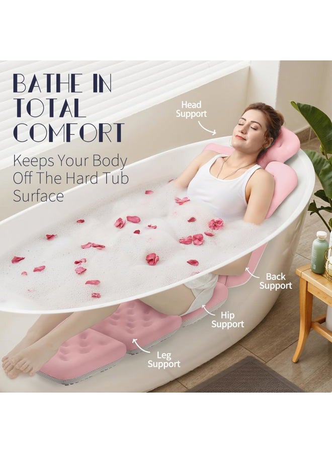 VOXOR Full Body Bath Pillow for Bathtub, Thick Bathtub Cushion with Laundry Bag, Luxury Tub Pillow for Bath for Headrest Neck and Back Support Pink 60" x 16" - Image 3