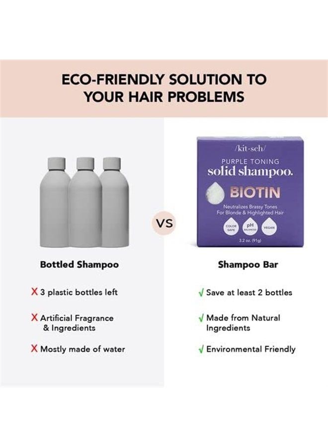 Kitsch Purple Shampoo Bar for Blonde Hair - Toning Purple Shampoo Bars with Biotin for Strengthening Hair & Neutralizing Brassy Tones | Vegan Solid Shampoo Bar for Hair Shine | Zero Waste, 3.2 oz - Image 5