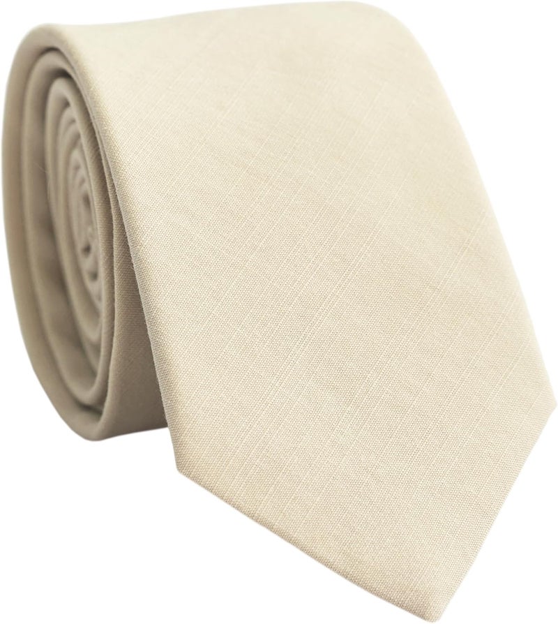 BELLUNO Men's Skinny Ties, Cotton Linen Blend 2.5 inch Solid Neckties - Image 1