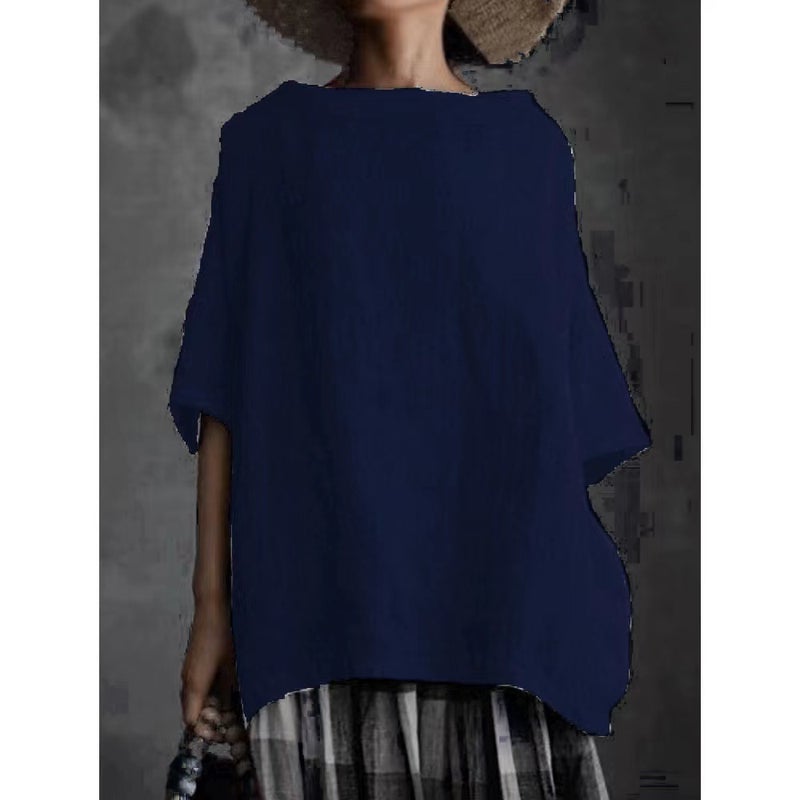 2026 Summer Women's Loose Fit Cotton Linen T-Shirt - Image 4