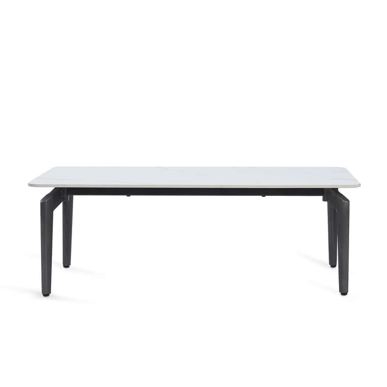 Pan Home طاولة قهوة أفينو بسطح سيراميكي - أبيض وشامبانيا - Image 1