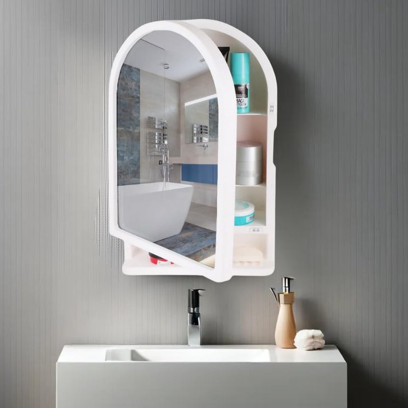 BRANCO Plastic Ideal Mirror Cabinet Multipurpose Cabinet Wall Mounted Hanging Mirror Bathroom Accessories Mirror Cabinet for Living Room Bathroom Bedroom Brc932 ColorIvory