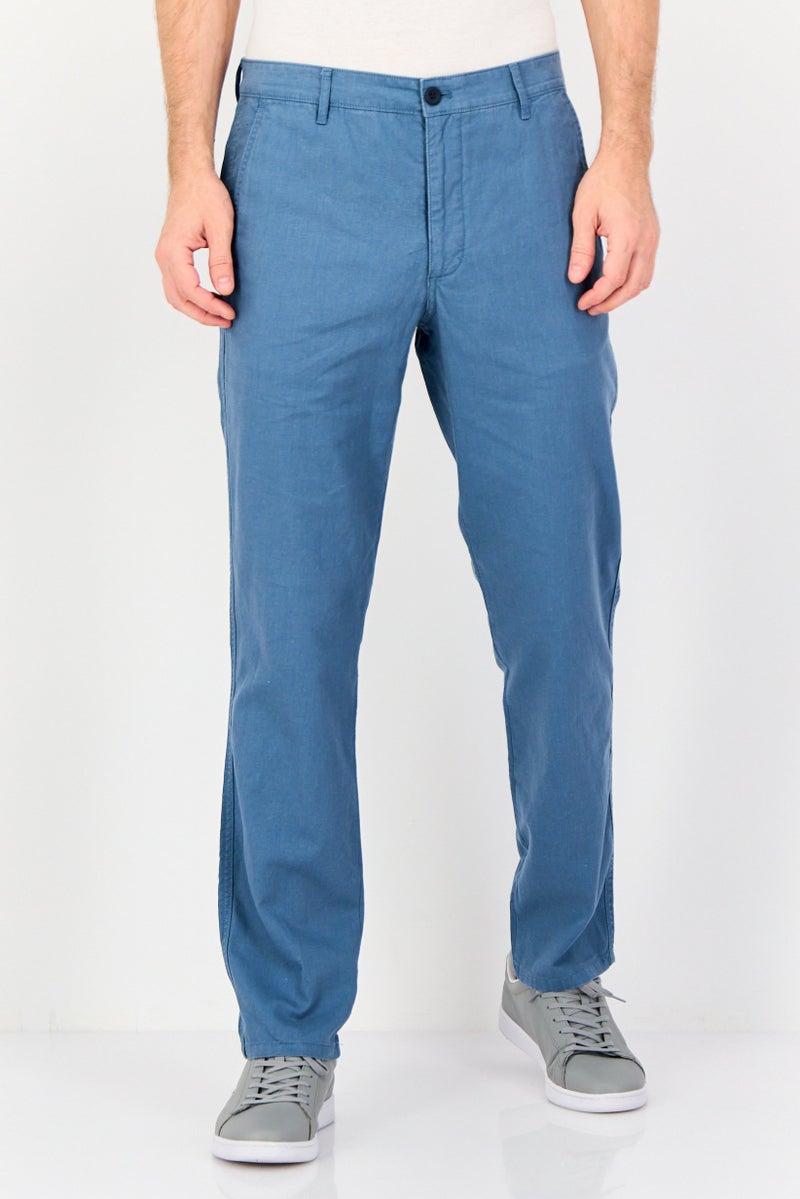 DOCKERS Men Slim Fit Solid Chino Pants, Blue - Image 1