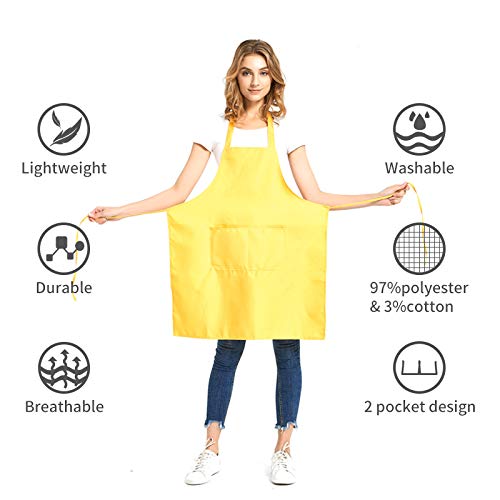 DUSKCOVE 8 Pack Bib Aprons Bulk - Unisex Black Commercial Apron with 2 Pockets for Kitchen Crafting BBQ Drawing Cooking - Image 2