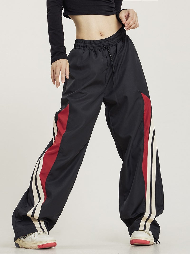 Generic American Y2K Harajuku Retro Street Pants with Loose Waist Stitching Jogging Pants High Waist Loose Wide Leg Pants Picture Color
