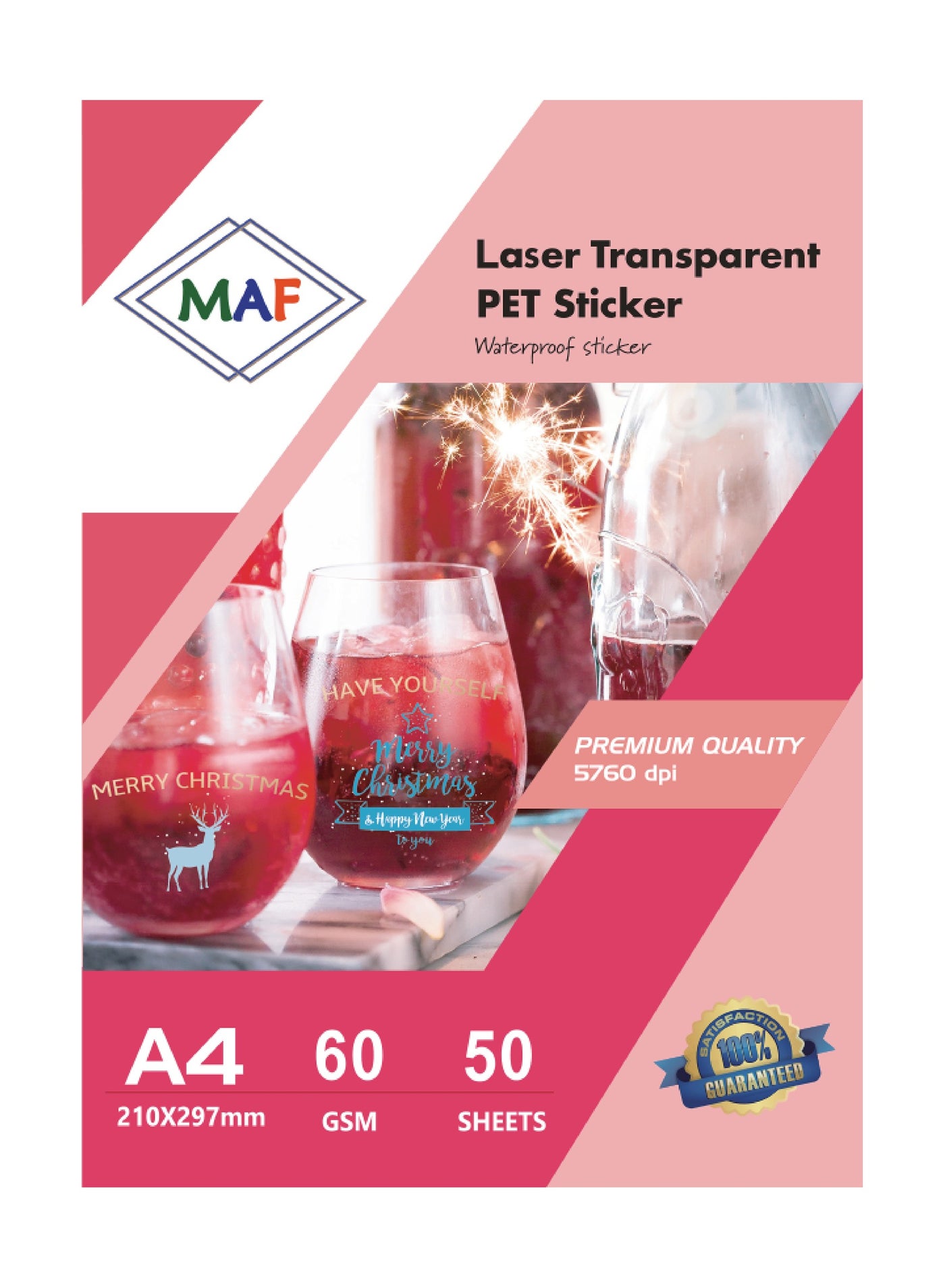 MAF Printing MAF Printing A4 Laser Transparent Pet Sticker Paper 60 Z786B7990986ADC76ABB8Z