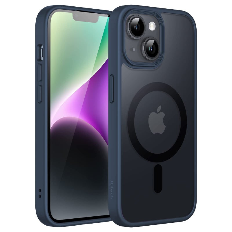 JETech Magnetic Case for iPhone 14 Plus 67Inch Compatible with MagSafe Translucent Matte Back Slim Shockproof Phone Cover Storm Blue - Image 2