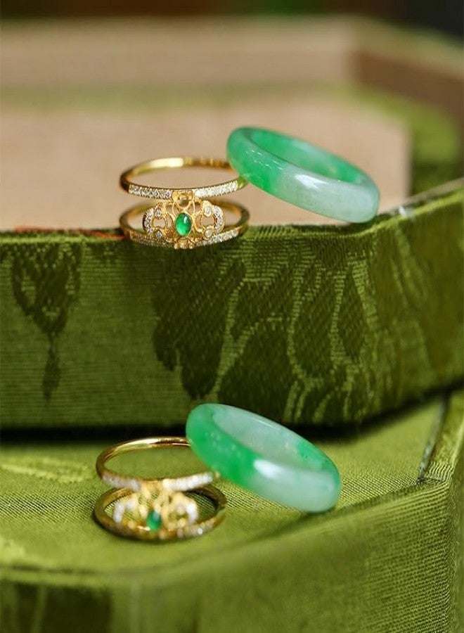 BlingNook Jade Ring For Women, Gold Exquisite Chinese Style Timeless Elegance Stackable Non Tarnish Thumb Promise Engagement Unique Wedding Jewelry Dainty Gift, Jade Copper, No Gemstone - Image 3