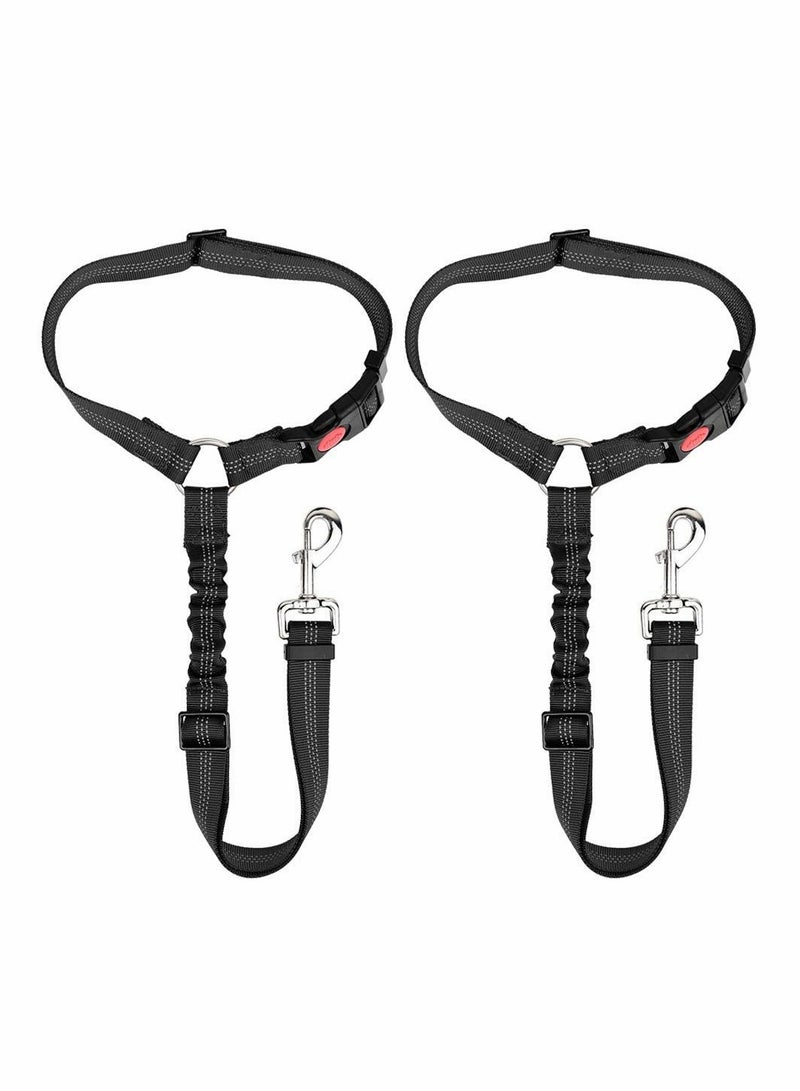 KASTWAVE Dog Seat Belt, 2 Pack Pet Car Seatbelt Headrest Restraint Adjustable Puppy Safety Seat Belt Reflective Elastic Bungee Connect Dog Harness in Vehicle Travel Daily Use - Image 1