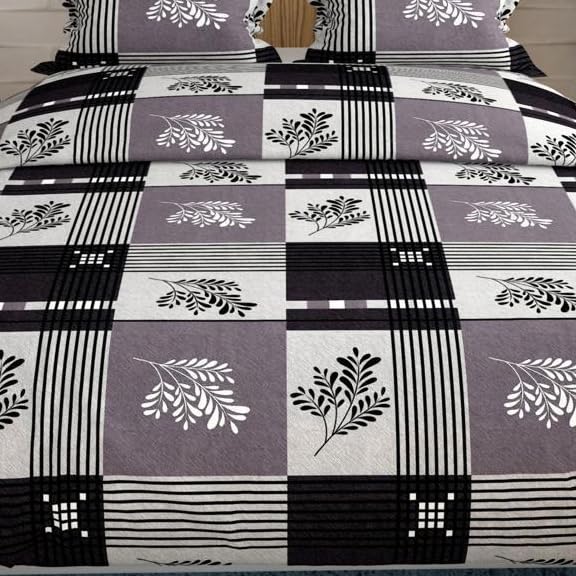 Skytex Sky Tex Brown Color 300 TC Glace Cotton Checks Printed Double Bed Comforter Set (1 Comforter, 1 Bed Sheet & 2 Pillow Covers) - Image 2