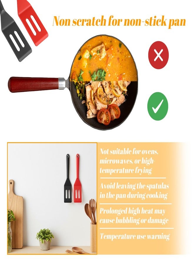 Jeffdad مجموعة جيفداد من ملعقتين صغيرتين احترافيتين من السيليكون، ملعقة تقديم صغيرة مقاومة للحرارة للمقالي غير اللاصقة، مناسبة للكعك والبراونيز والبيض المقلي واللازانيا والكوكيز والستيك والبيتزا وغيرها (أسود + أحمر) - Image 4