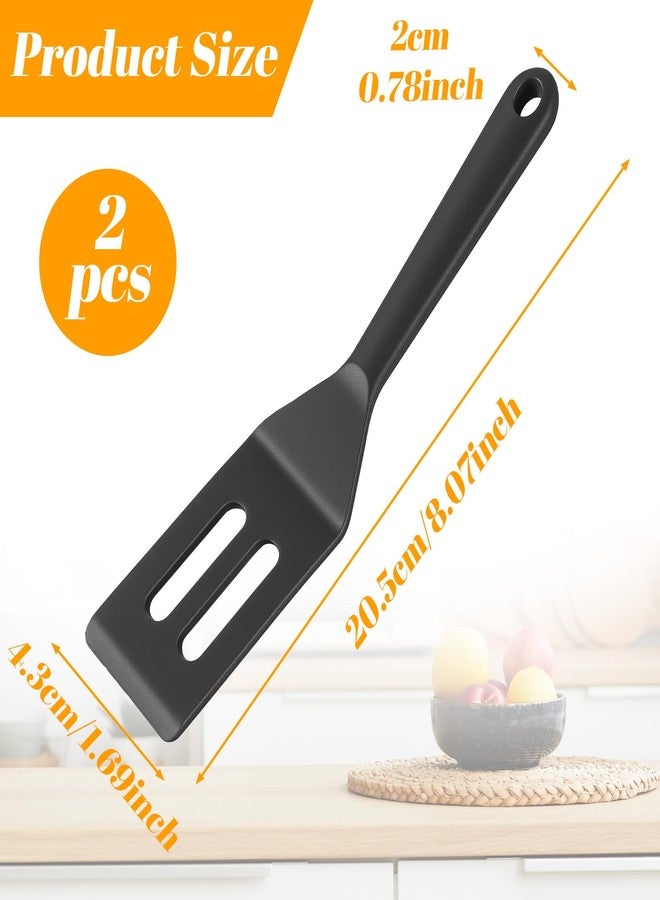 Jeffdad مجموعة جيفداد من ملعقتين صغيرتين احترافيتين من السيليكون، ملعقة تقديم صغيرة مقاومة للحرارة للمقالي غير اللاصقة، مناسبة للكعك والبراونيز والبيض المقلي واللازانيا والكوكيز والستيك والبيتزا وغيرها (أسود + أحمر) - Image 2