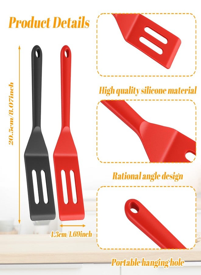 Jeffdad مجموعة جيفداد من ملعقتين صغيرتين احترافيتين من السيليكون، ملعقة تقديم صغيرة مقاومة للحرارة للمقالي غير اللاصقة، مناسبة للكعك والبراونيز والبيض المقلي واللازانيا والكوكيز والستيك والبيتزا وغيرها (أسود + أحمر) - Image 3