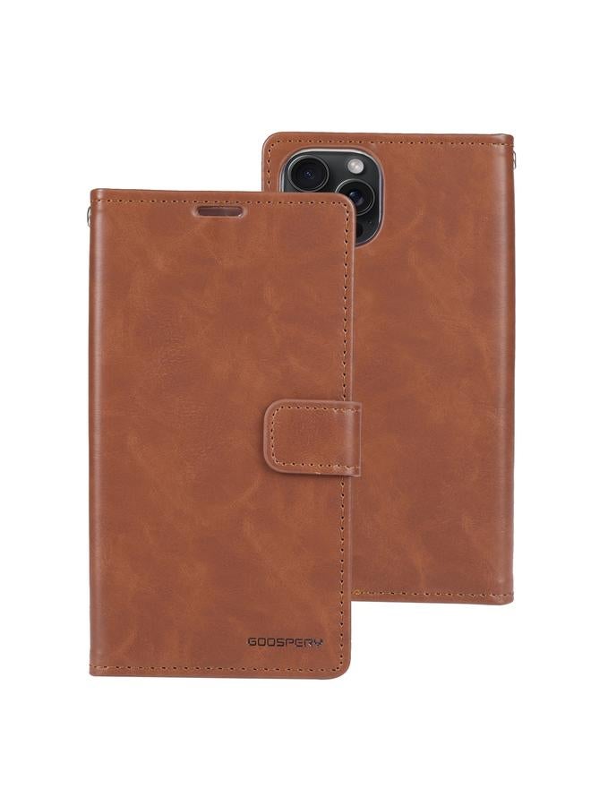 GOOSPERY Case For iPhone 15 Pro Max BLUE MOON Crazy Horse Texture Leather Phone Case - Image 2