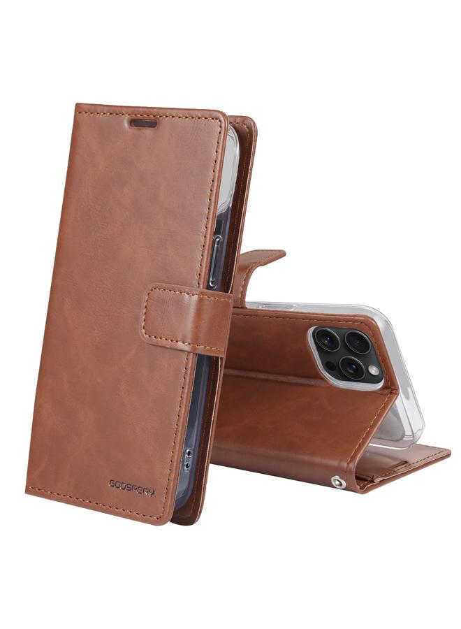 GOOSPERY Case For iPhone 15 Pro Max BLUE MOON Crazy Horse Texture Leather Phone Case - Image 1