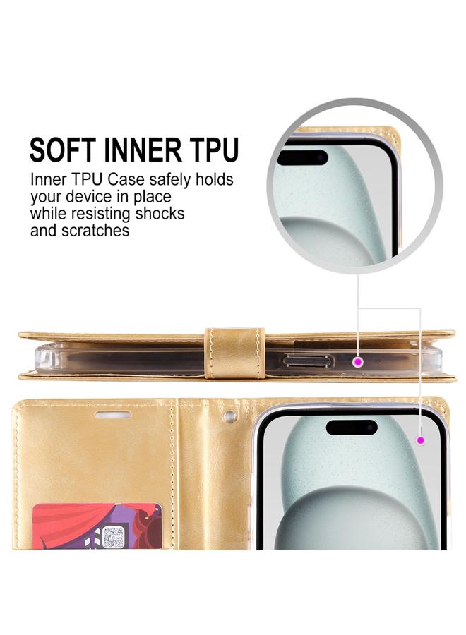 GOOSPERY Case For iPhone 15 Pro Max BLUE MOON Crazy Horse Texture Leather Phone Case - Image 5