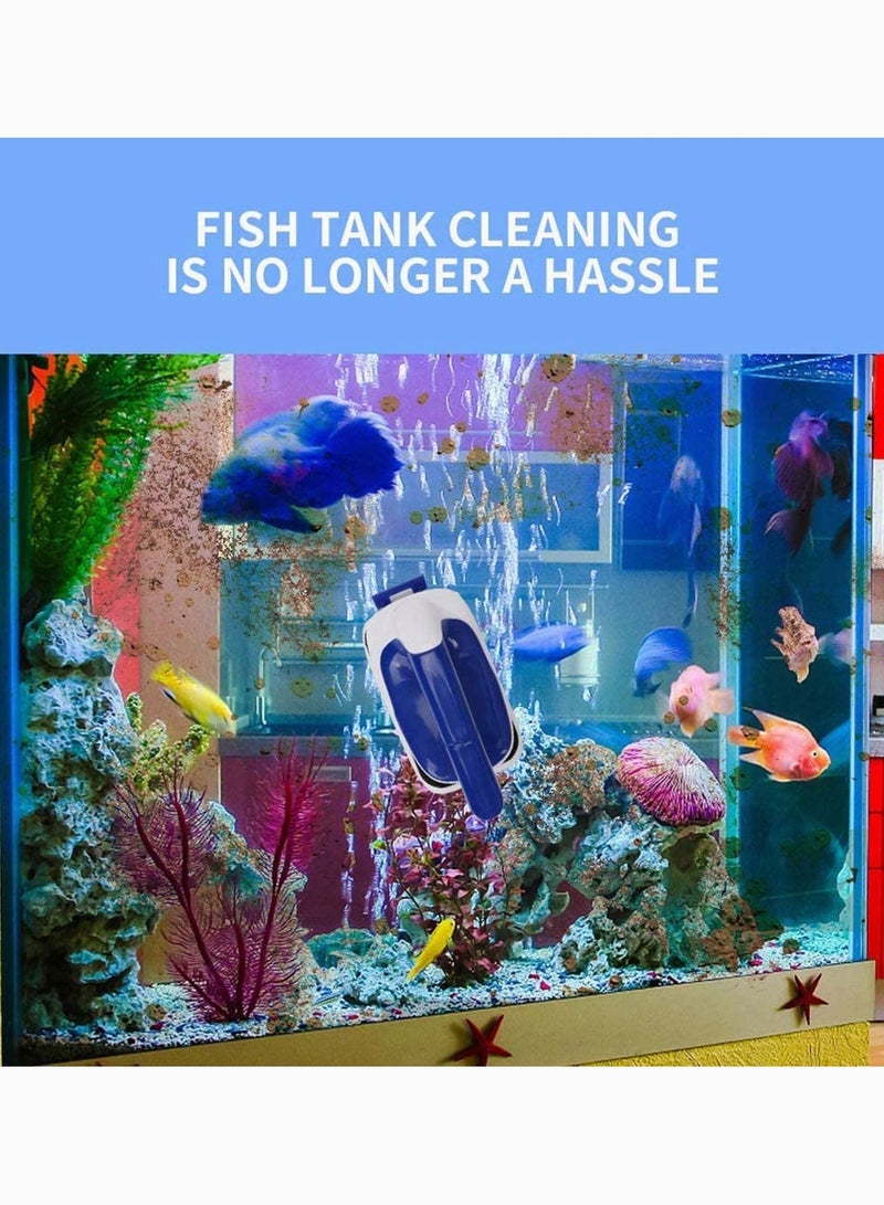 SYOSI Magnetic Aquarium Fish Tank Cleaner Fish Tank Glass Cleaner Floating Clean Brush with Handle Design Aquarium Glass Algae Scraper Brush Efficient Magnet Cleaner - Image 3