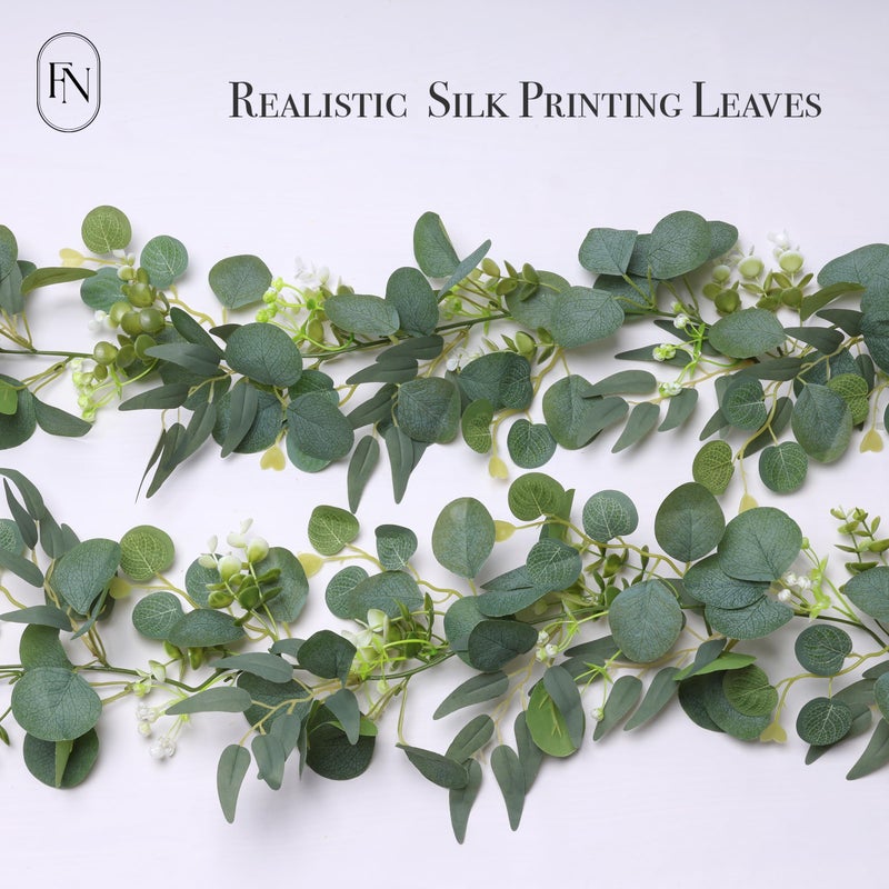 FLORANET 2 PCS 6 Feet Artificial Faux Eucalyptus Hanging Garland Greenery Leaves for Wedding Office Shop Home Decor Backdrop Arch Wall Party Table Fireplace Bedroom DIY Decoration - Image 3