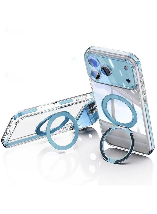 Transparent Orange iPhone 16 Plus Magnetic Rotating Stand Case Full Coverage - Image 4