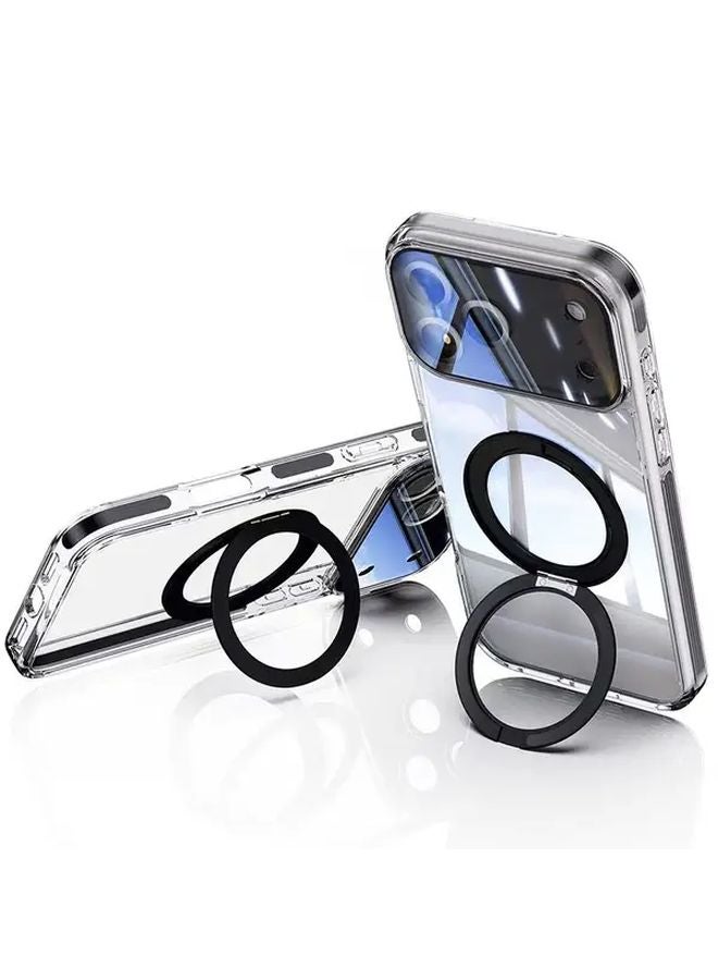Transparent Orange iPhone 16 Plus Magnetic Rotating Stand Case Full Coverage - Image 5