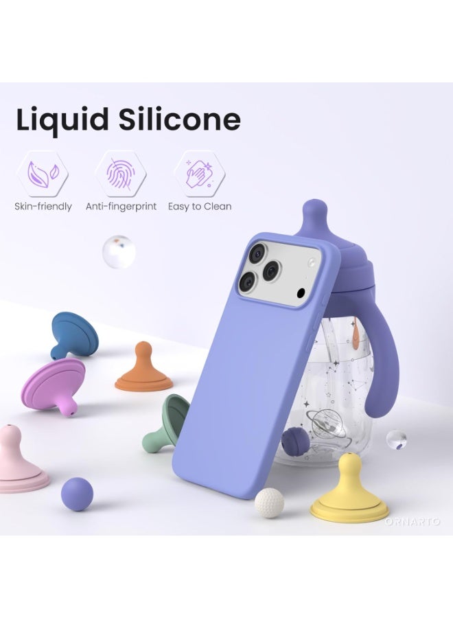 Compatible with iPhone 17 Pro Max Case 6.9", Slim Liquid Silicone 3 Layers Soft Gel Rubber Shockproof Protective Cover with Anti-Scratch Microfiber Lining-Ice Blue - Image 5