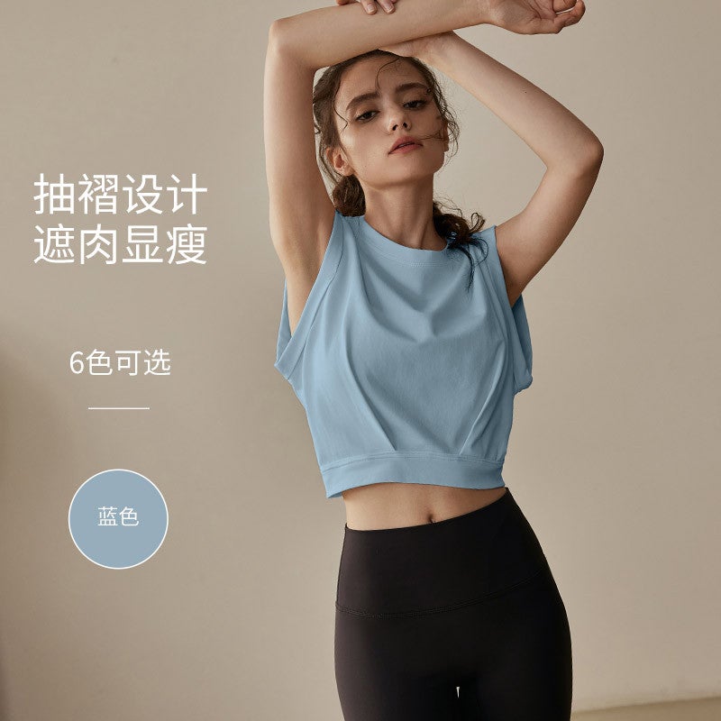 Generic Womens Sleeveless Loose Running Yoga Tank Top Blue 