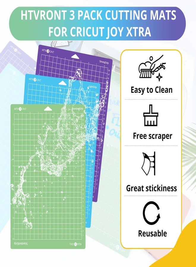 HTVRONT Cutting Mats Compatible with Cricut Joy Xtra, 3 Pack Cutting Mats 8.5"x12"(StandardGrip, LightGrip, StrongGrip), Variety Adhesive Reusable Accessories Compatible with Cricut Joy Xtra - Image 3