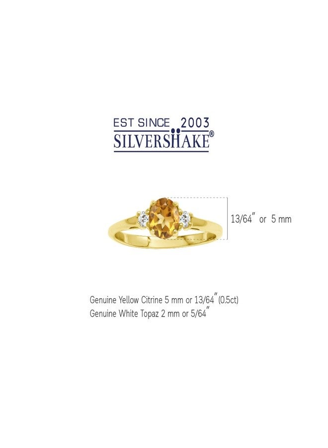 Silvershake 5MM Petite Genuine Round Shape Citrine 18K Yellow Gold Plated 925 Sterling Silver Promise Ring November Gemstone Birthstone Jewelry for Women Size 8.5 - Image 3