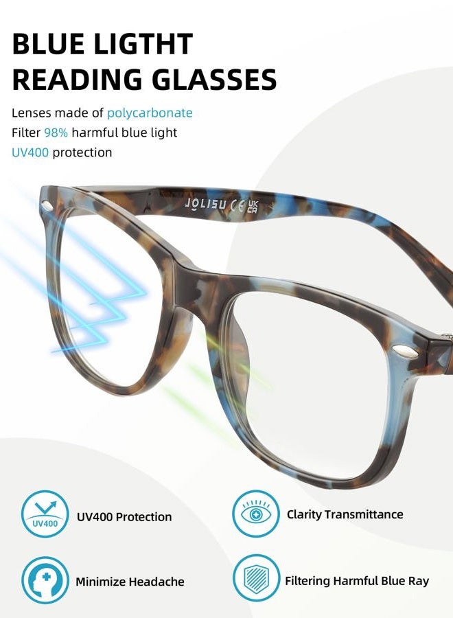 JOLISU Reading Glasses For Women - 5 Pack Stylish Readers For Womens Men Spring Hinge Eyeglasses -Blue Light Blocking Protection Frame (1.25) - Image 5