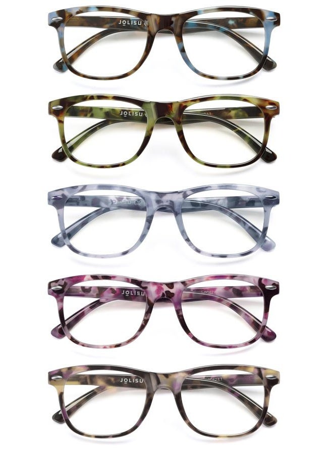 JOLISU Reading Glasses For Women - 5 Pack Stylish Readers For Womens Men Spring Hinge Eyeglasses -Blue Light Blocking Protection Frame (1.25) - Image 1