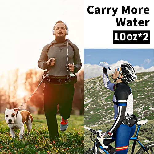 PYFK Running Belts with Water Bottles, Hydration Belt for Men Women, Water Bottle Holder Running Pouch, Fanny Pack Fits 7 inch Phones, Waist Pack for Running Hiking (Upgraded Black) - Image 2