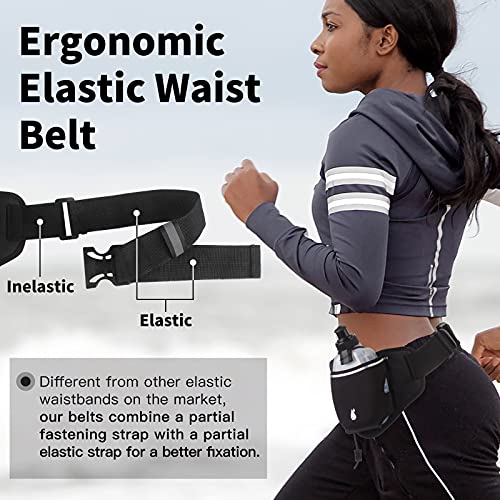PYFK Running Belts with Water Bottles, Hydration Belt for Men Women, Water Bottle Holder Running Pouch, Fanny Pack Fits 7 inch Phones, Waist Pack for Running Hiking (Upgraded Black) - Image 4