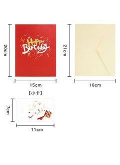 BIGTHREE Birthday Card, 3D Pop Up Cake Card, Blowable Candles, Upgraded Version, Singing and Glowing, Handmade Flower Happy Cake Pattern Card with Envelopes Box Set for Adults, Kids, Women  - Image 3