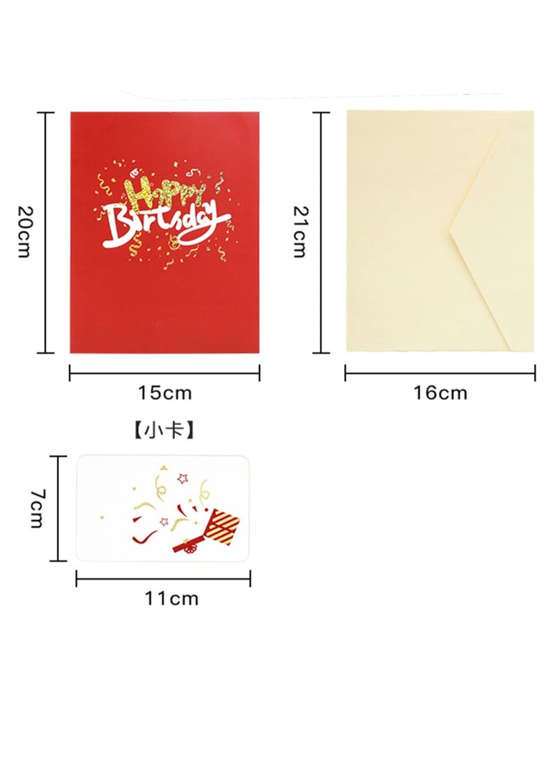 BIGTHREE - Birthday Card, 3D Pop Up Cake Card, Blowable Candles, Upgraded Version, Singing and Glowing, Handmade Flower Happy Cake Pattern Card with Envelopes Box Set for Adults, Kids, Women - Image 1
