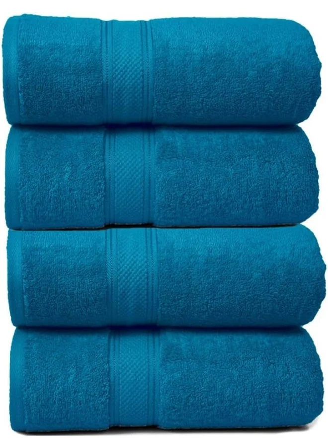 بليس كاسا Bliss Casa Cove Cotton Hand Towels 4 Pack 50 x 90 CM 500 GSM Cotton Bathroom Towel Set for Home Hotels Pool And Beach Blue