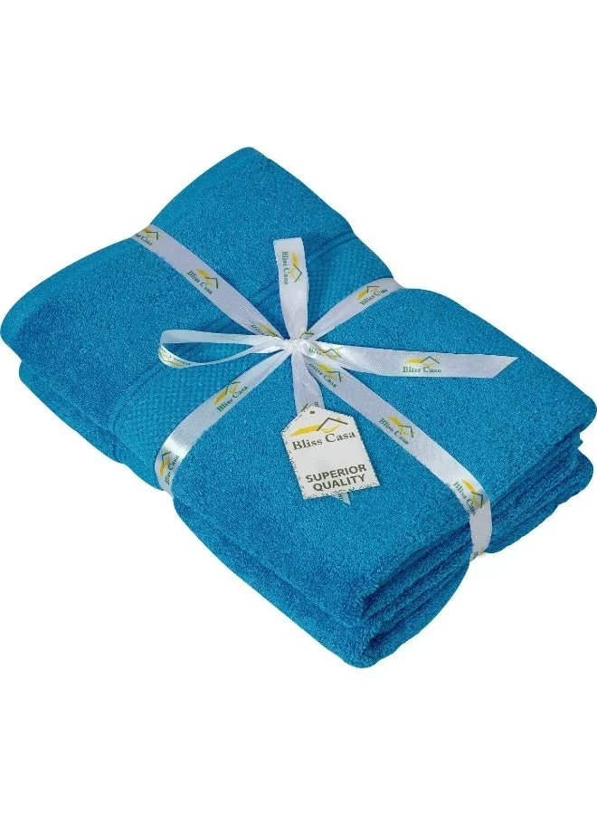 بليس كاسا Bliss Casa Cove Cotton Hand Towels 4 Pack 50 x 90 CM 500 GSM Cotton Bathroom Towel Set for Home Hotels Pool And Beach Blue