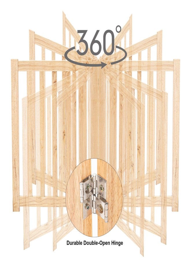 LZRS Oak Wood Foldable Pet Gate,Wooden Dog Gate,Cat Gate,Pet Gate with Pet Collar for House Doorway Stairs,Freestanding Indoor Outdoor Gate Safety Fence，2 Panel 24"-Natural - Image 5