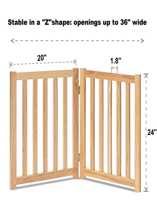 LZRS Oak Wood Foldable Pet Gate,Wooden Dog Gate,Cat Gate,Pet Gate with Pet Collar for House Doorway Stairs,Freestanding Indoor Outdoor Gate Safety Fence，2 Panel 24"-Natural - Image 3