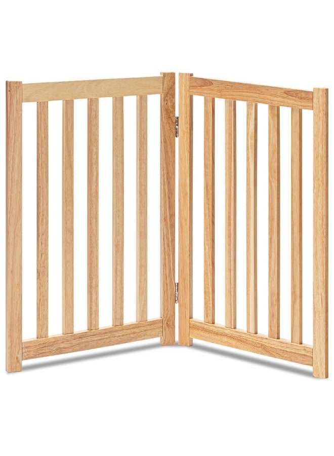 LZRS Oak Wood Foldable Pet Gate,Wooden Dog Gate,Cat Gate,Pet Gate with Pet Collar for House Doorway Stairs,Freestanding Indoor Outdoor Gate Safety Fence，2 Panel 24"-Natural - Image 1