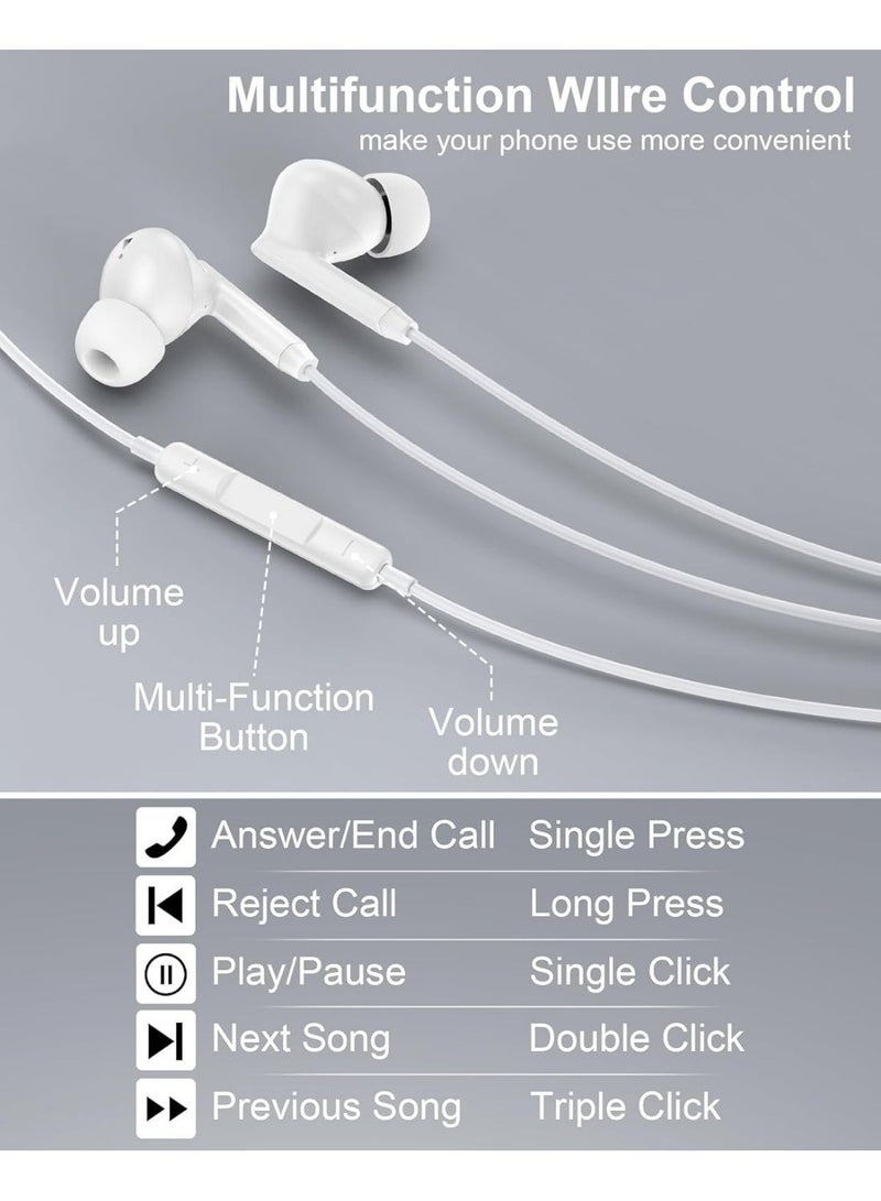 OLYSON Headphones Earbuds Wired 3.5mm, Ultra Clear Calls & no Noise Wired Earbuds, in-Ear Earphones with Mic, Compatible with iPhone/iPad/Android/Laptop/PC, White - Image 3