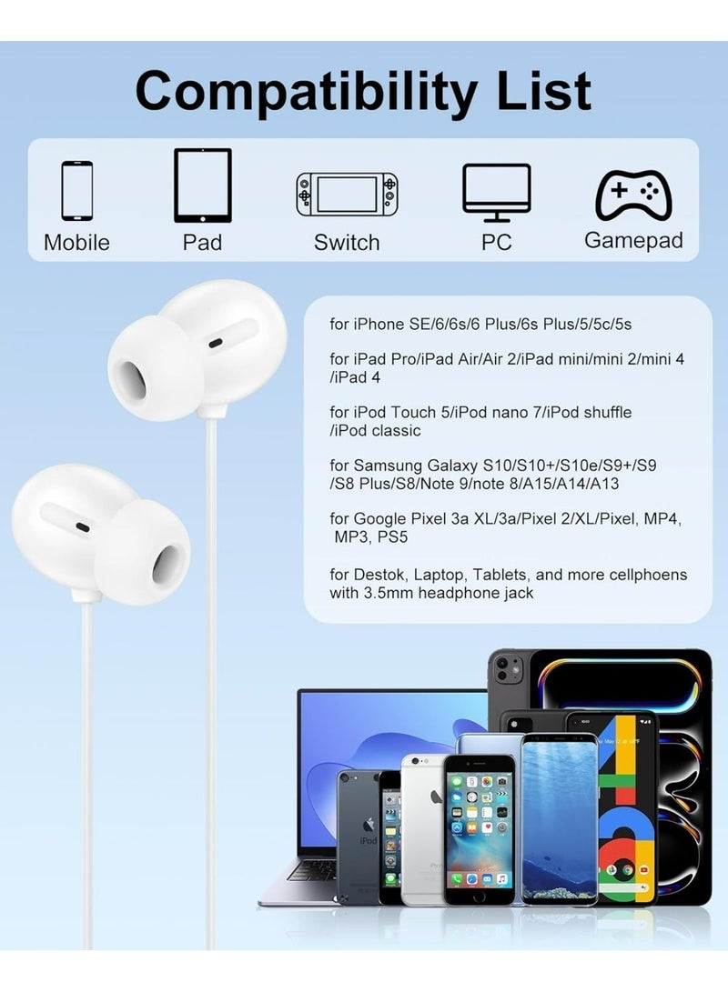 OLYSON Headphones Earbuds Wired 3.5mm, Ultra Clear Calls & no Noise Wired Earbuds, in-Ear Earphones with Mic, Compatible with iPhone/iPad/Android/Laptop/PC, White - Image 5