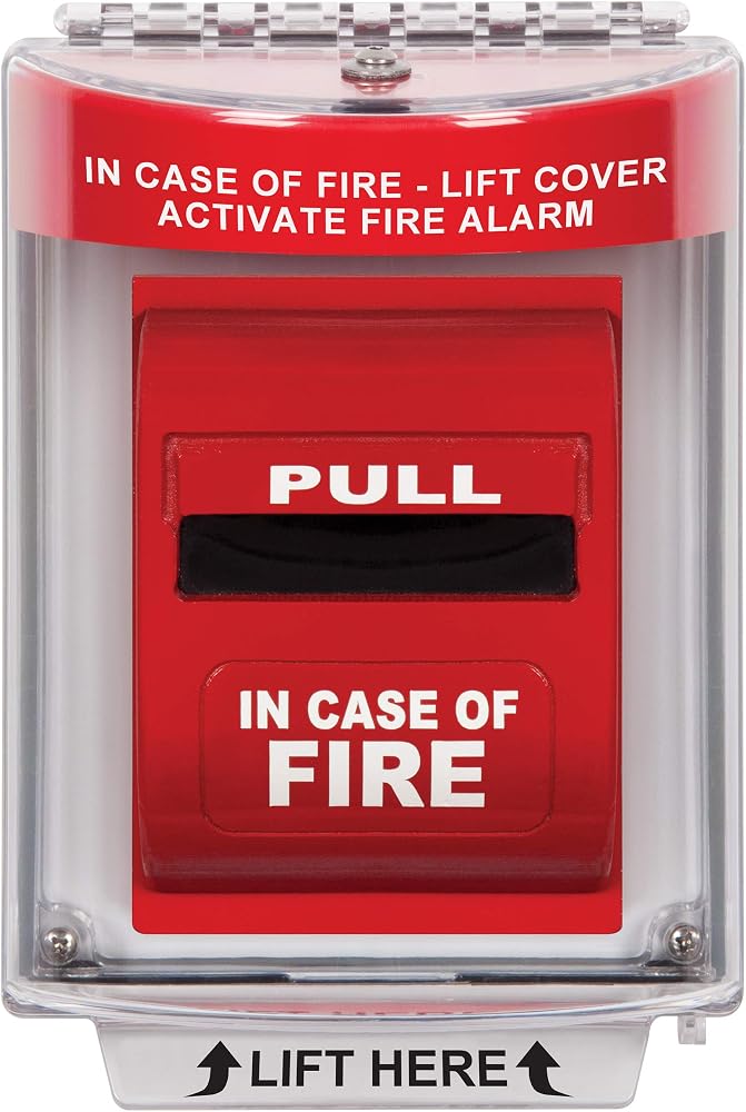 STI Safety Technology International, Inc. STI-13010FR Universal Stopper®, Flush Mount and Fire label, Indoor/Outdoor Protective Polycarbonate Cover for Pull Stations or Call Points - Image 1