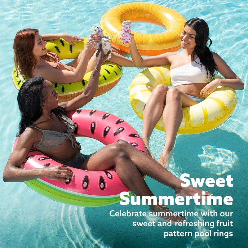 Sloosh 4 Pack Inflatable Pool Floats Fruit Tube Rings, Fruit Swim Tubes, Pool Floaties Toys, Beach Swimming Party Toys for Kids and Adults (Fruit) - Image 2
